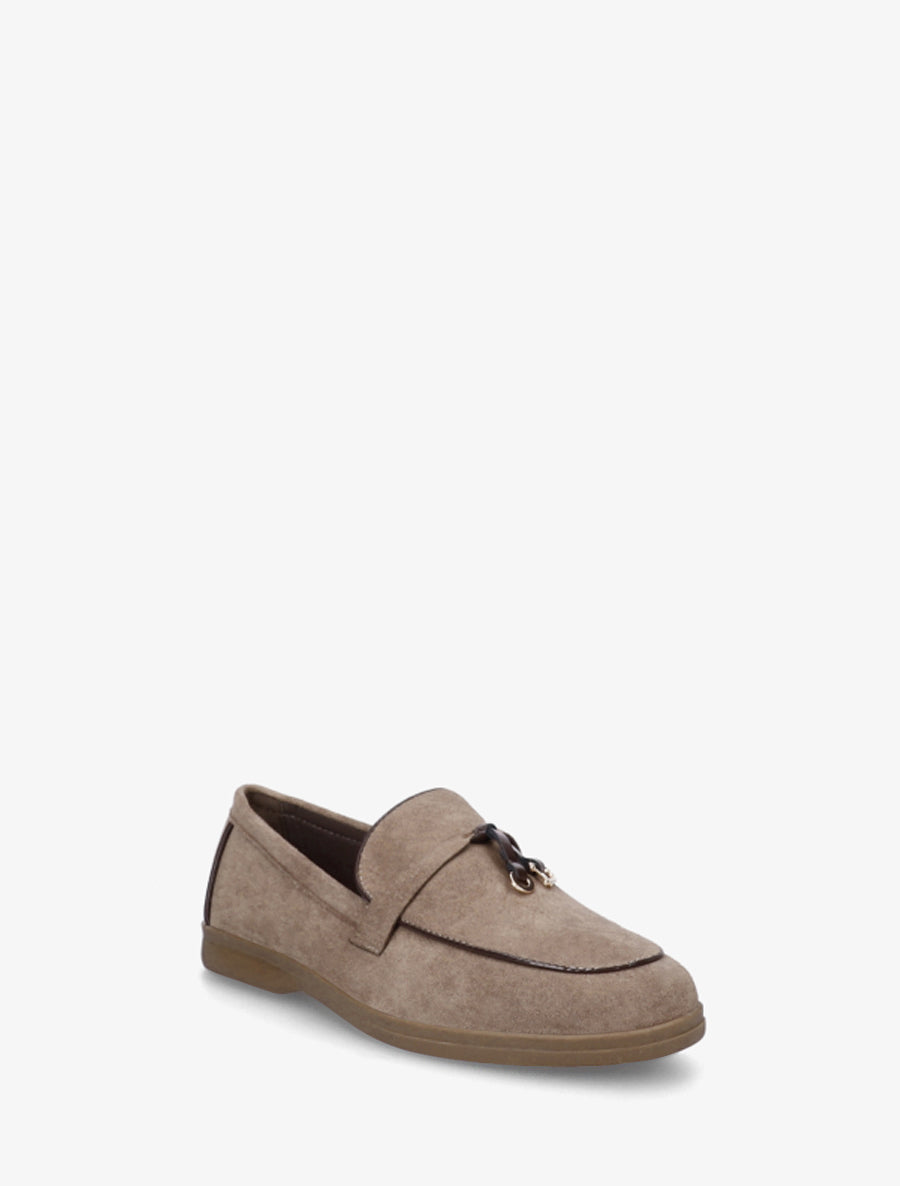 Mocassins en suédine à boucle décorative - Taupe foncé - 2