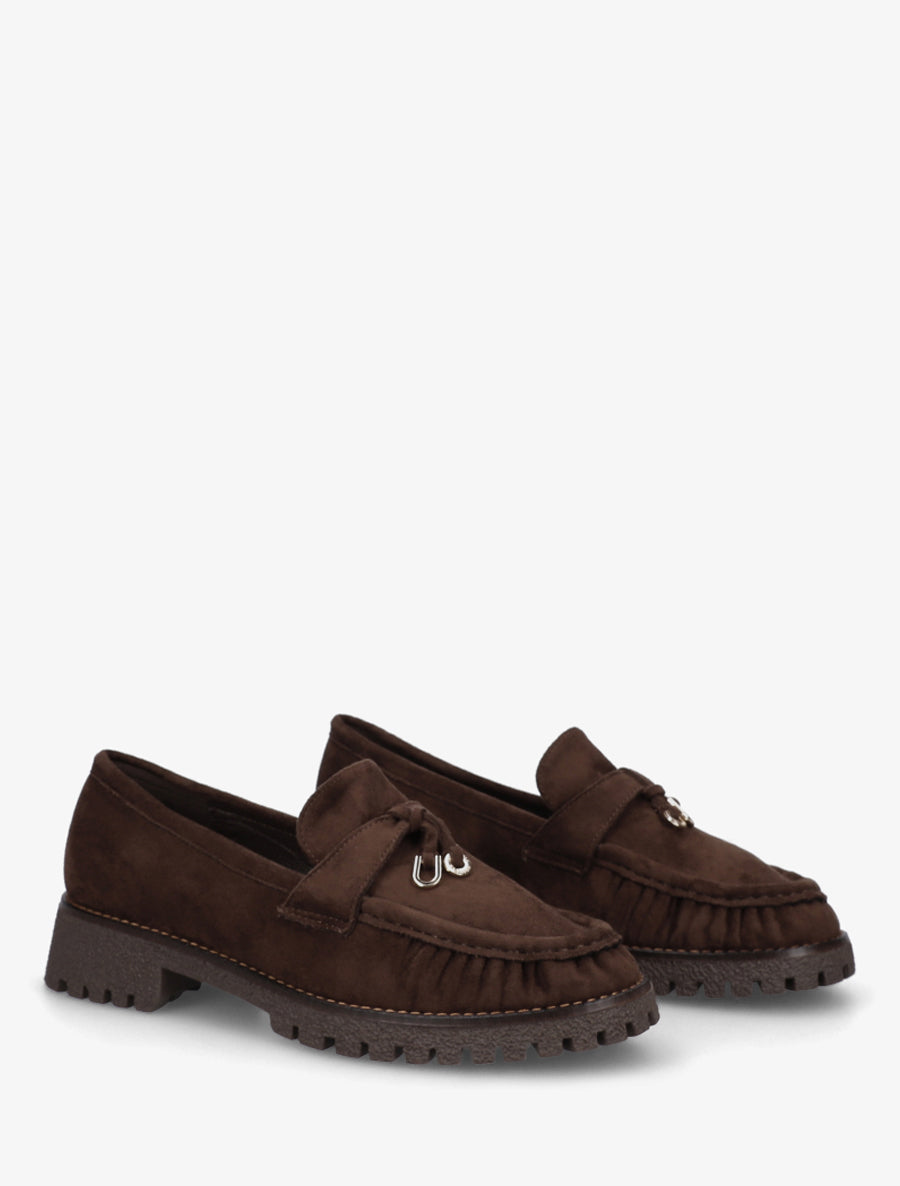 Mocassins en suédine à semelle crantée - Marron - 4