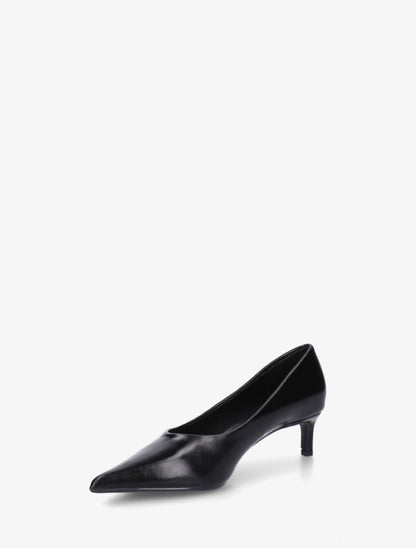 Escarpins en simili et bouts pointus - Noir - 3
