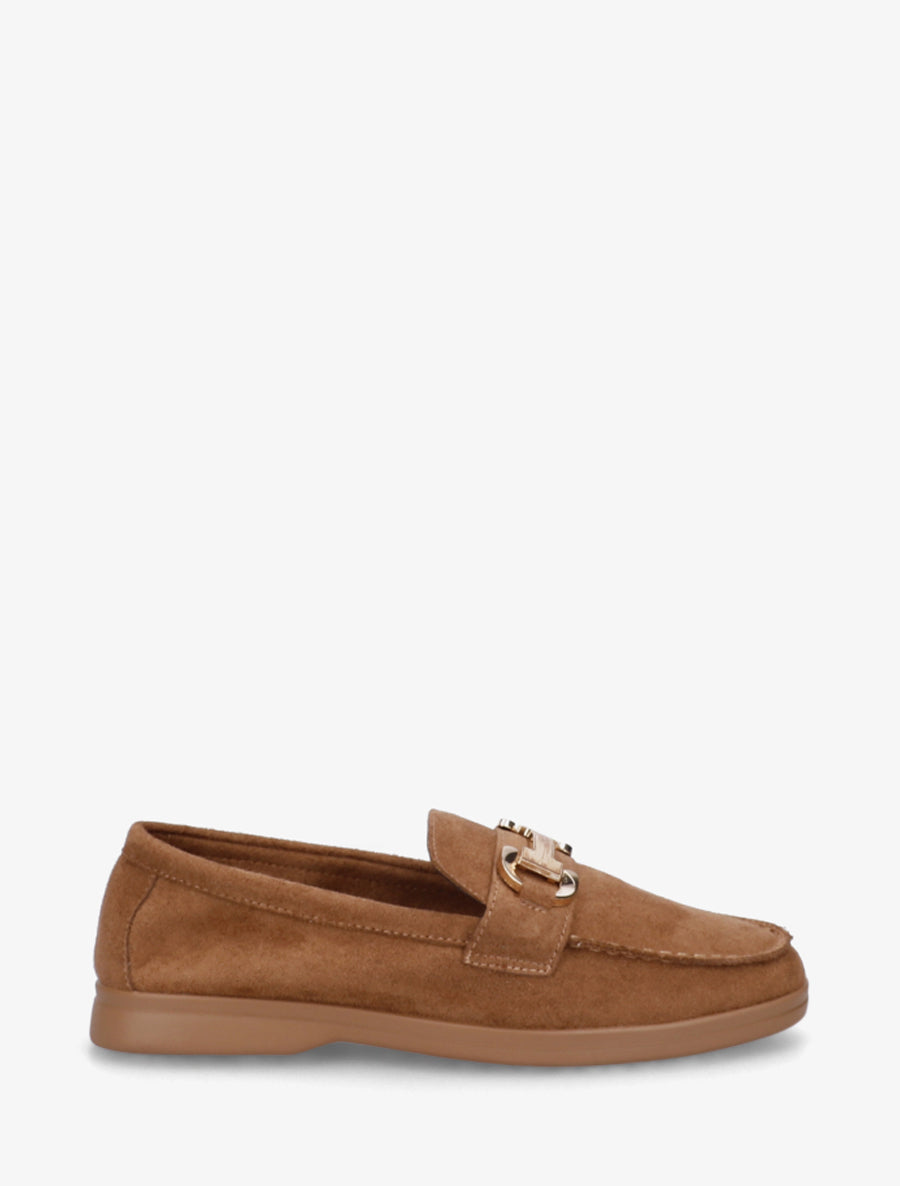 Mocassins unis en suédine - Camel - 1