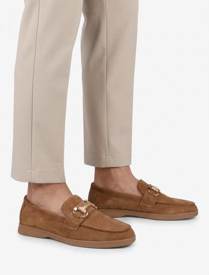 Mocasines lisos de antelina - Camello