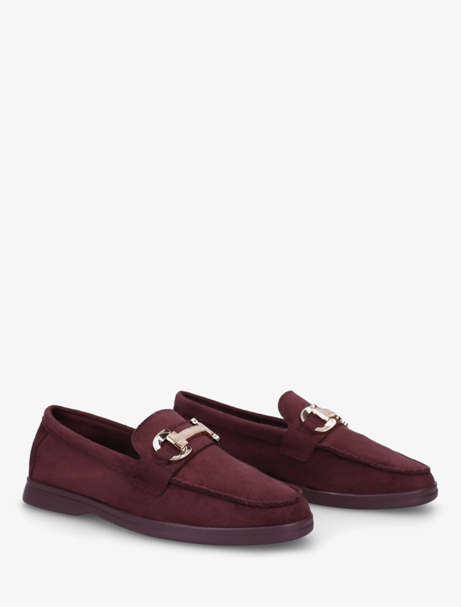 Mocassins unis en suédine - Lie de vin - 4