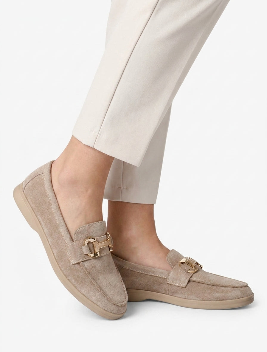 Mocasines lisos de antelina - Beis