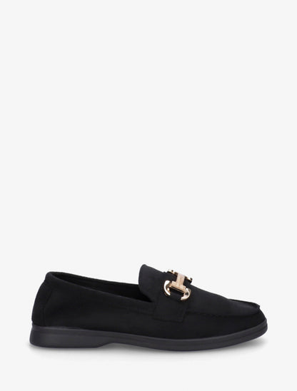 Mocassins unis en suédine - Noir - 1