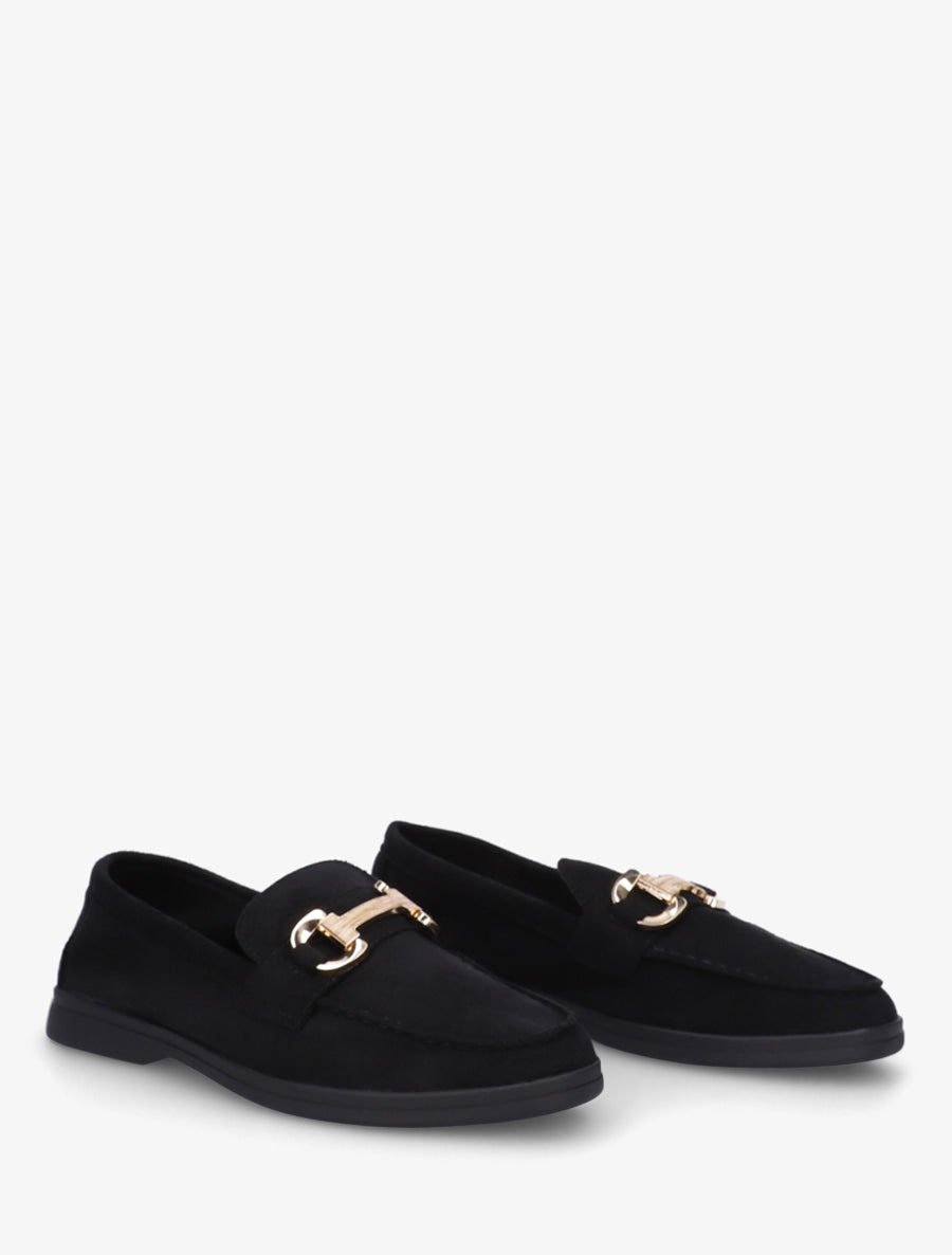 Mocassins unis en suédine - Noir - 4
