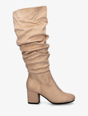 Bottes plissées en suédine - Taupe - 1