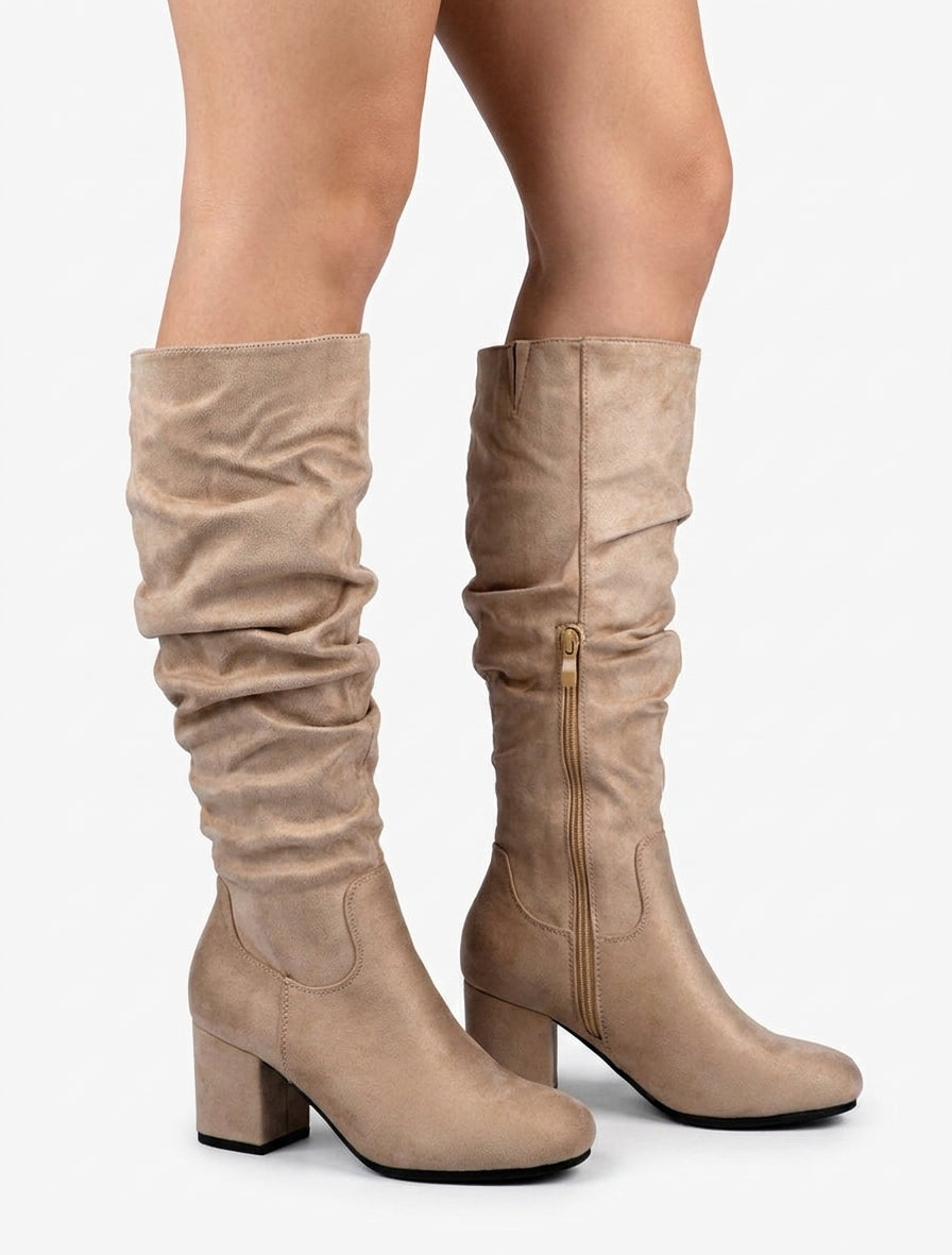 Botas plisadas de ante - Topo