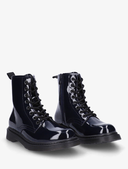 Bottines vernies à lacets - Bleu nuit - 4