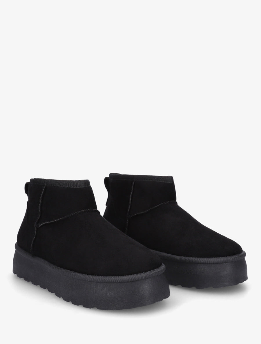 Bottines fourrées en suédine - Noir - 4