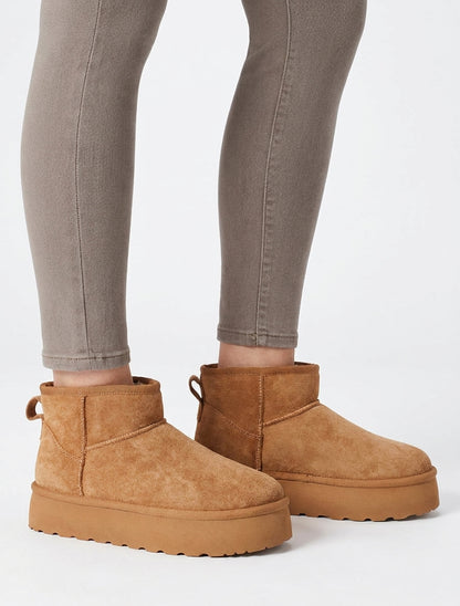 Botines forradas de ante - Camello