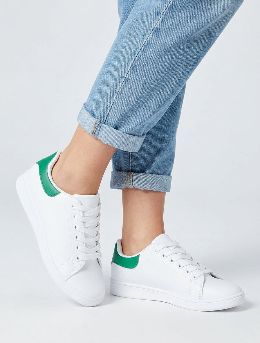 Zapatillas básicas con contrafuerte en contraste - Verde