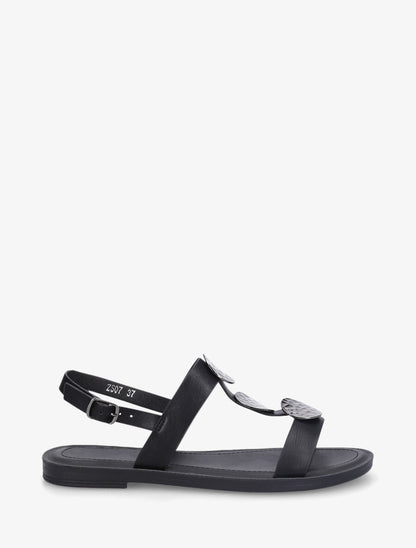 Nu-pieds à empiècements métal - Noir - 1