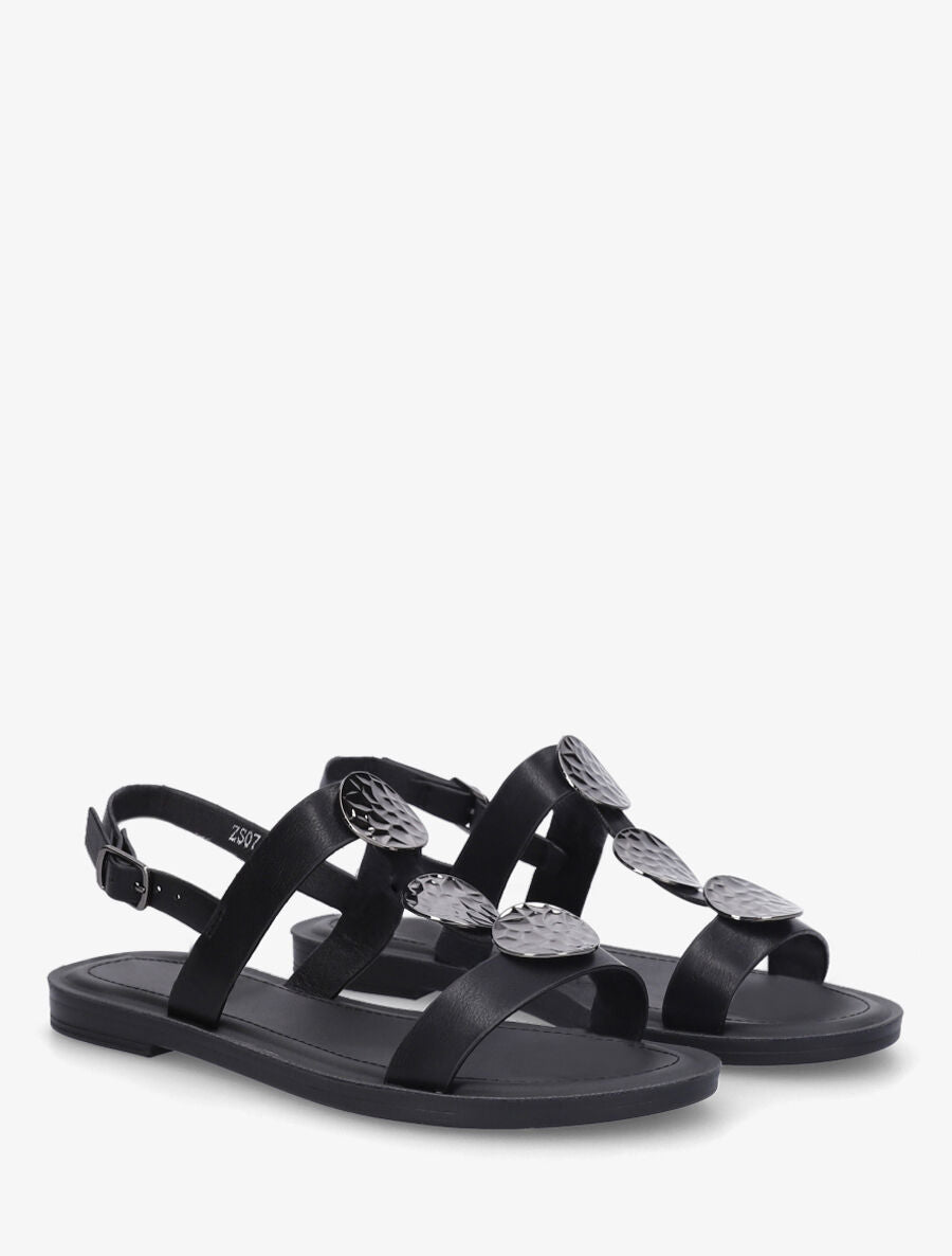 Nu-pieds à empiècements métal - Noir - 4