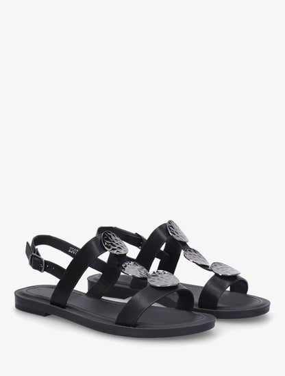 Nu-pieds à empiècements métal - Noir - 4