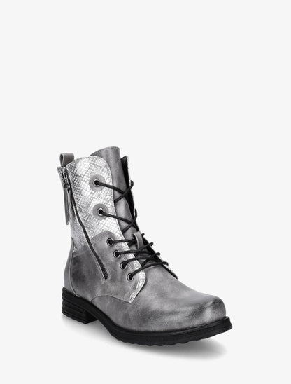 Bottines lacées à cheville effet python irisé - Gris - 2