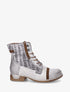 Bottines lacées à perforations irisées et python - Gris - 1