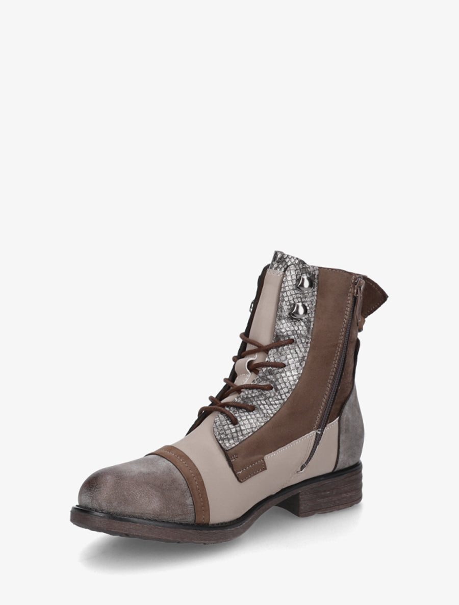 Bottines lacées irisées à perforations - Taupe - 3
