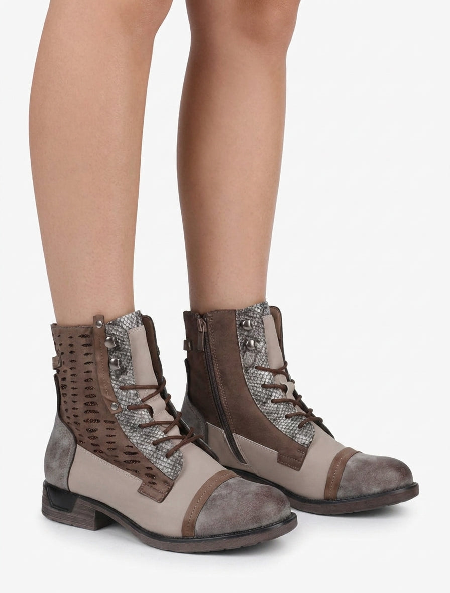 Botines con cordones irisadas con perforaciones - Topo