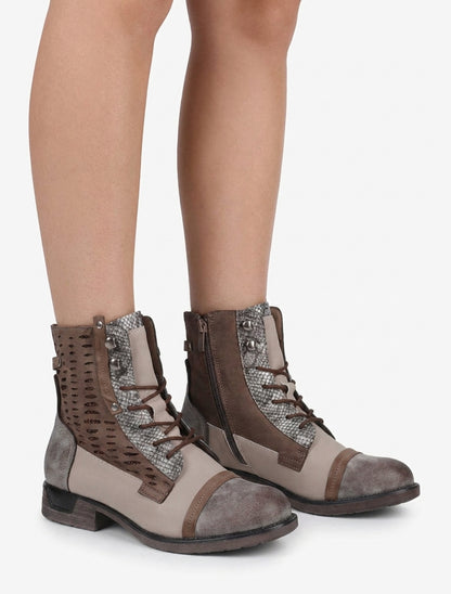 Botines con cordones irisadas con perforaciones - Topo