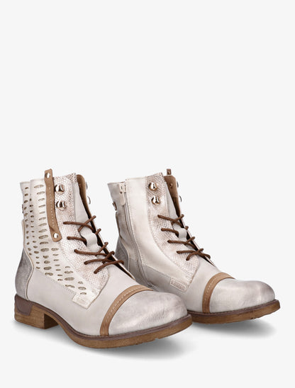 Bottines lacées irisées à perforations - Or - 4