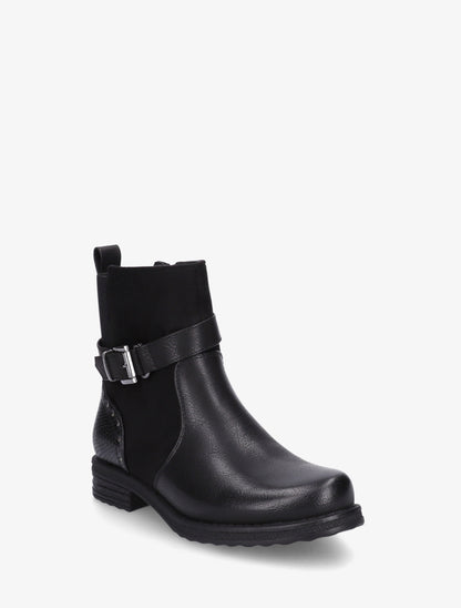 Bottines à sangle décorative et empiècement python - Noir - 2