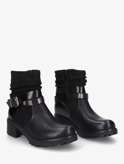 Boots plissées à boucle - Noir - 4