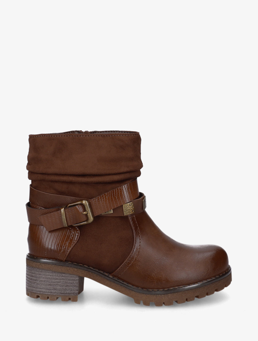 Boots plissées à boucle - Camel foncé - 1