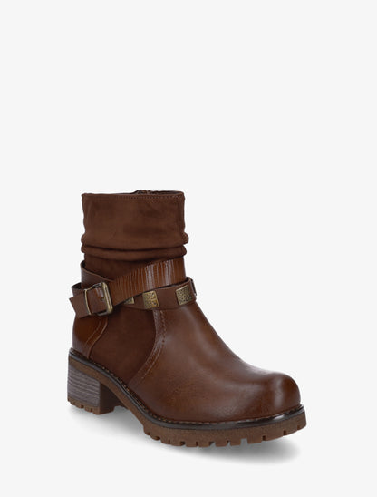 Boots plissées à boucle - Camel foncé - 2