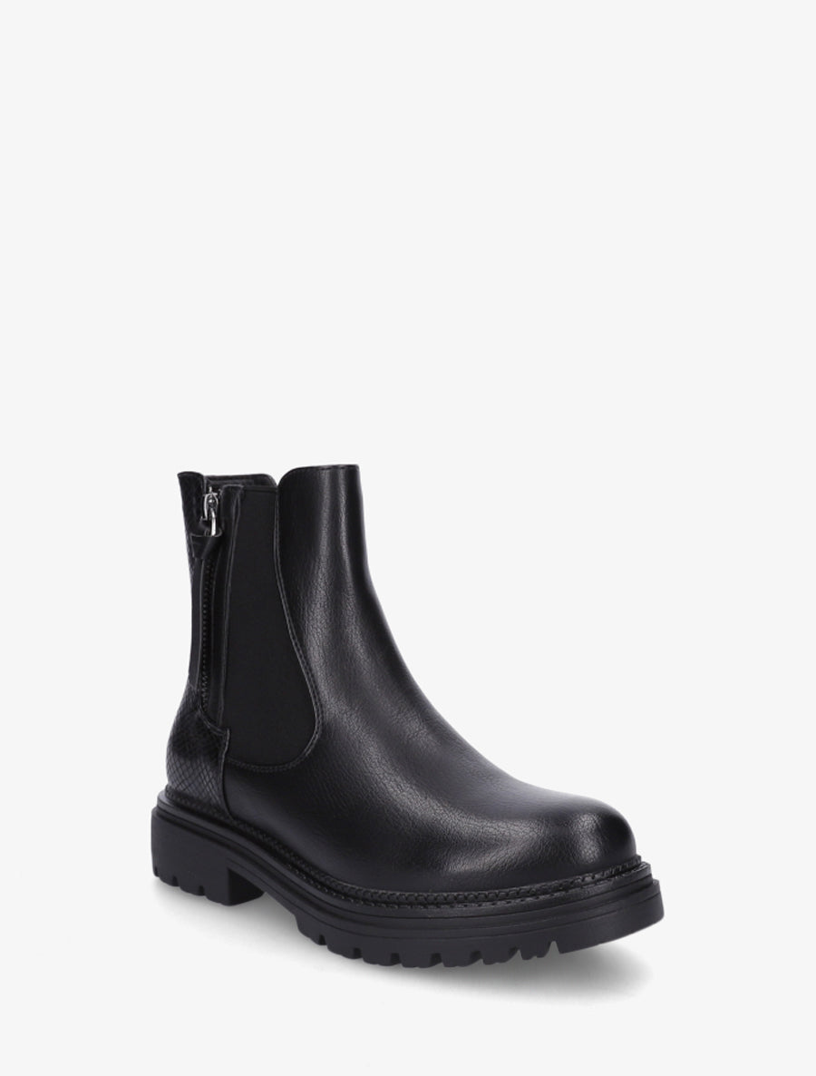 Bottines élastiquées à zip décoratif - Noir - 2