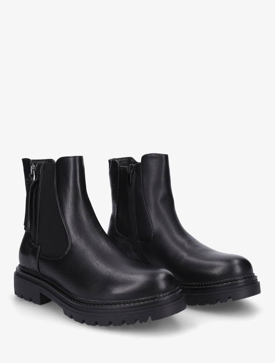 Bottines élastiquées à zip décoratif - Noir - 4