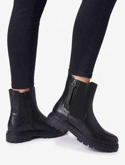 Botines elásticas con cremallera decorativa - Negro