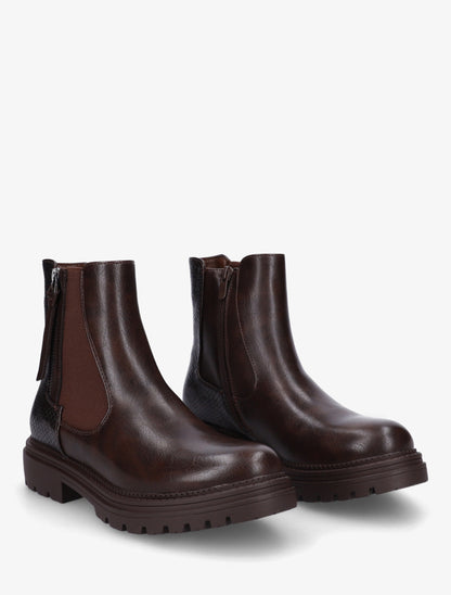Bottines élastiquées à zip décoratif - Marron - 4
