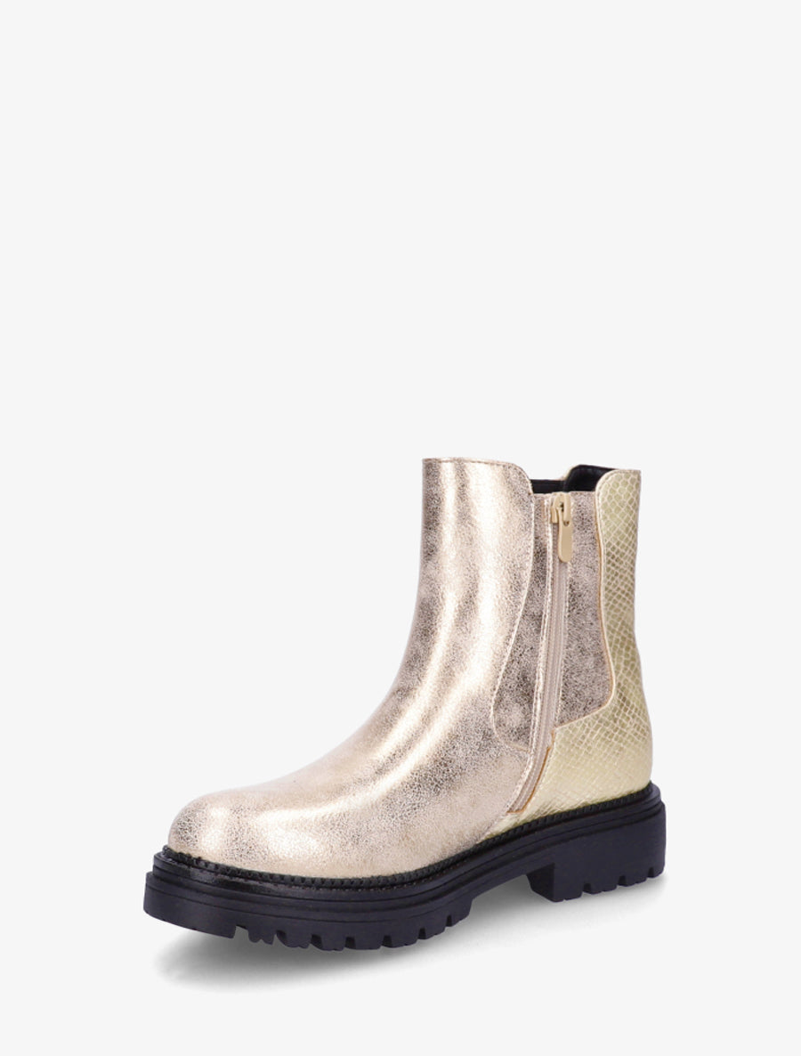 Bottines élastiquées à zip décoratif - Or - 3