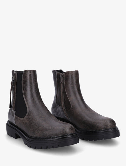 Bottines élastiquées à zip décoratif - Gris foncé - 4