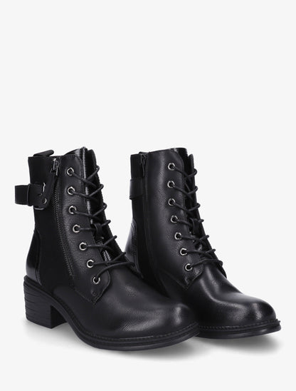 Bottines lacées à boucle et contrefort python - Noir - 4