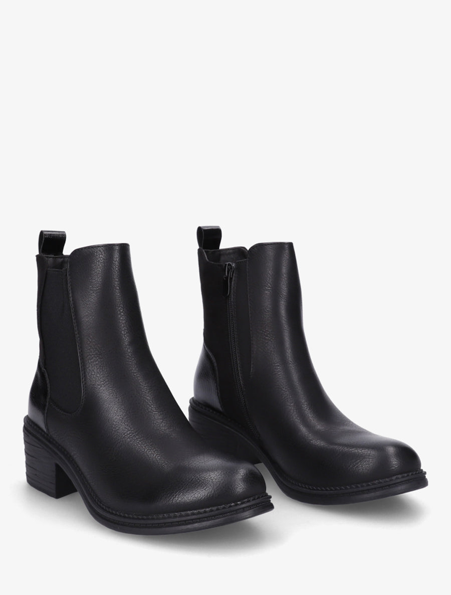 Bottines bimatière à contrefort effet python - Noir - 4
