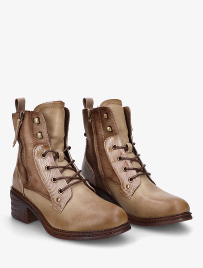 Bottines lacées à zip décoratif - Taupe - 4