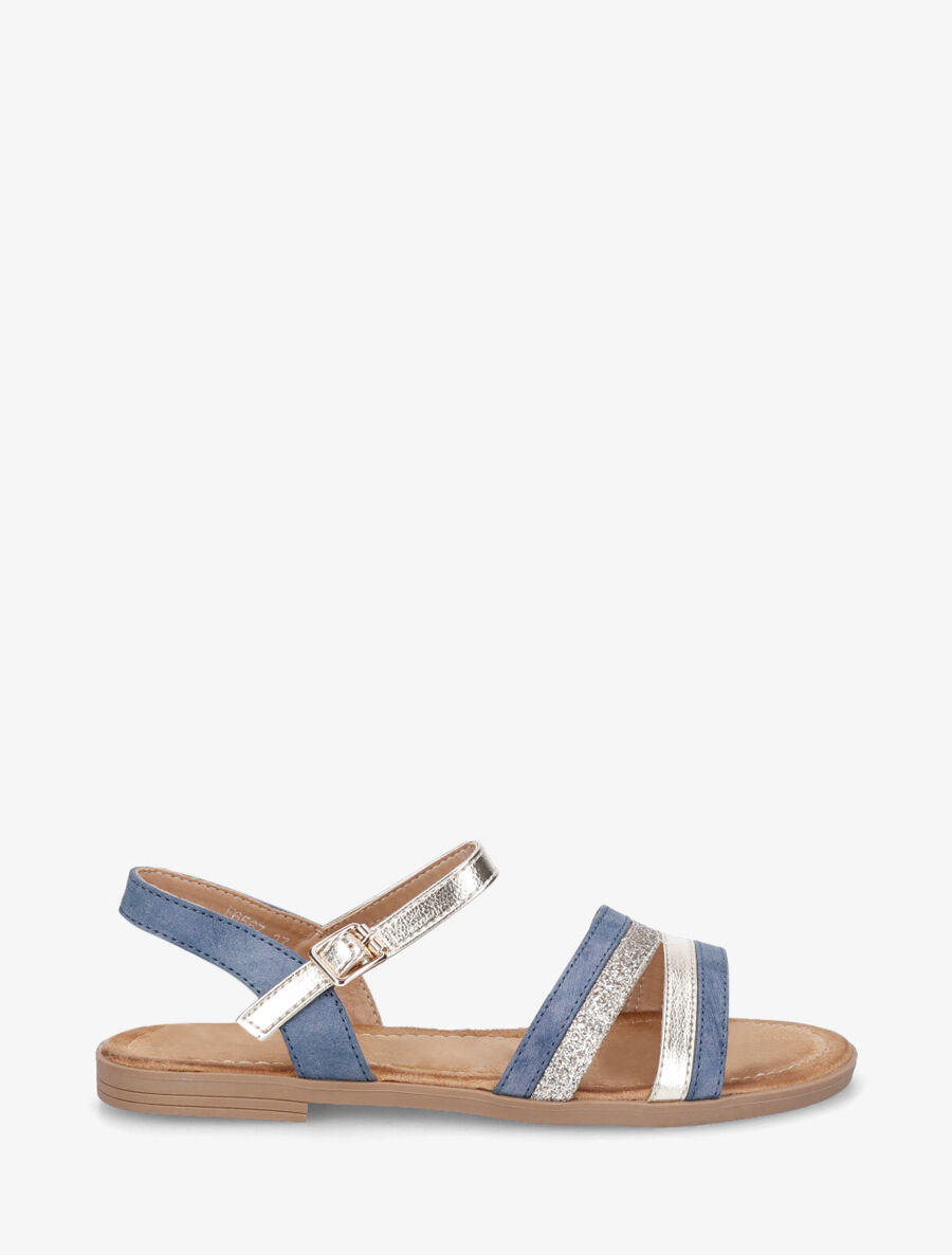 Nu-pieds à bride irisée et pailleté - Bleu - 2