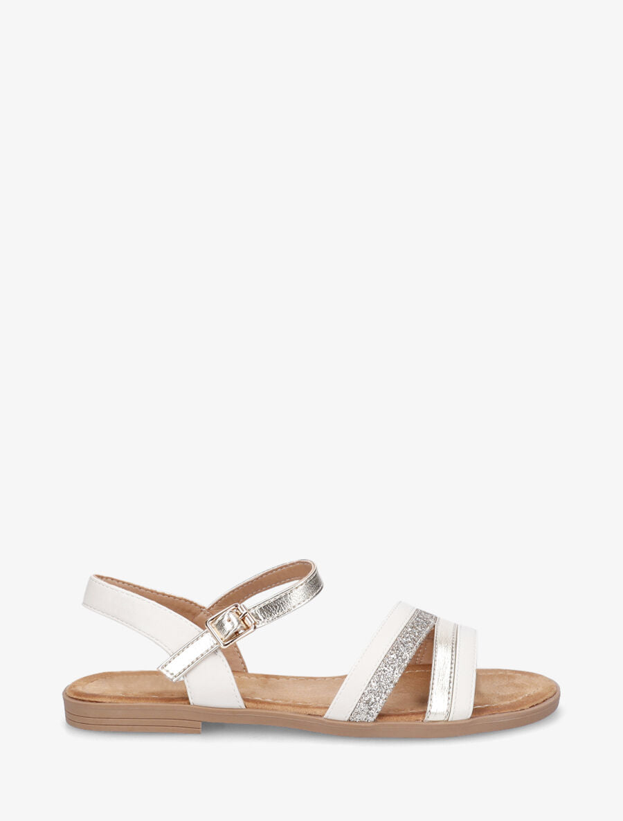 Nu-pieds à bride irisée et pailleté - Beige - 2