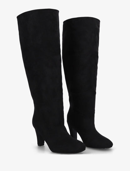 Bottes en suédine à bouts ronds - Noir - 4