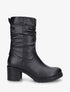 Bottines montantes effet froncé en simili - Noir - 1