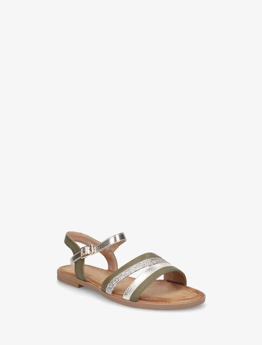 Nu-pieds à bride irisée et pailleté - Kaki - 3