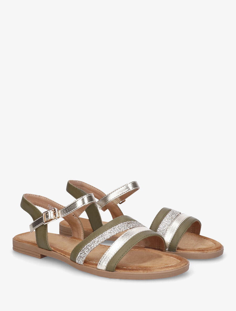 Nu-pieds à bride irisée et pailleté - Kaki - 5