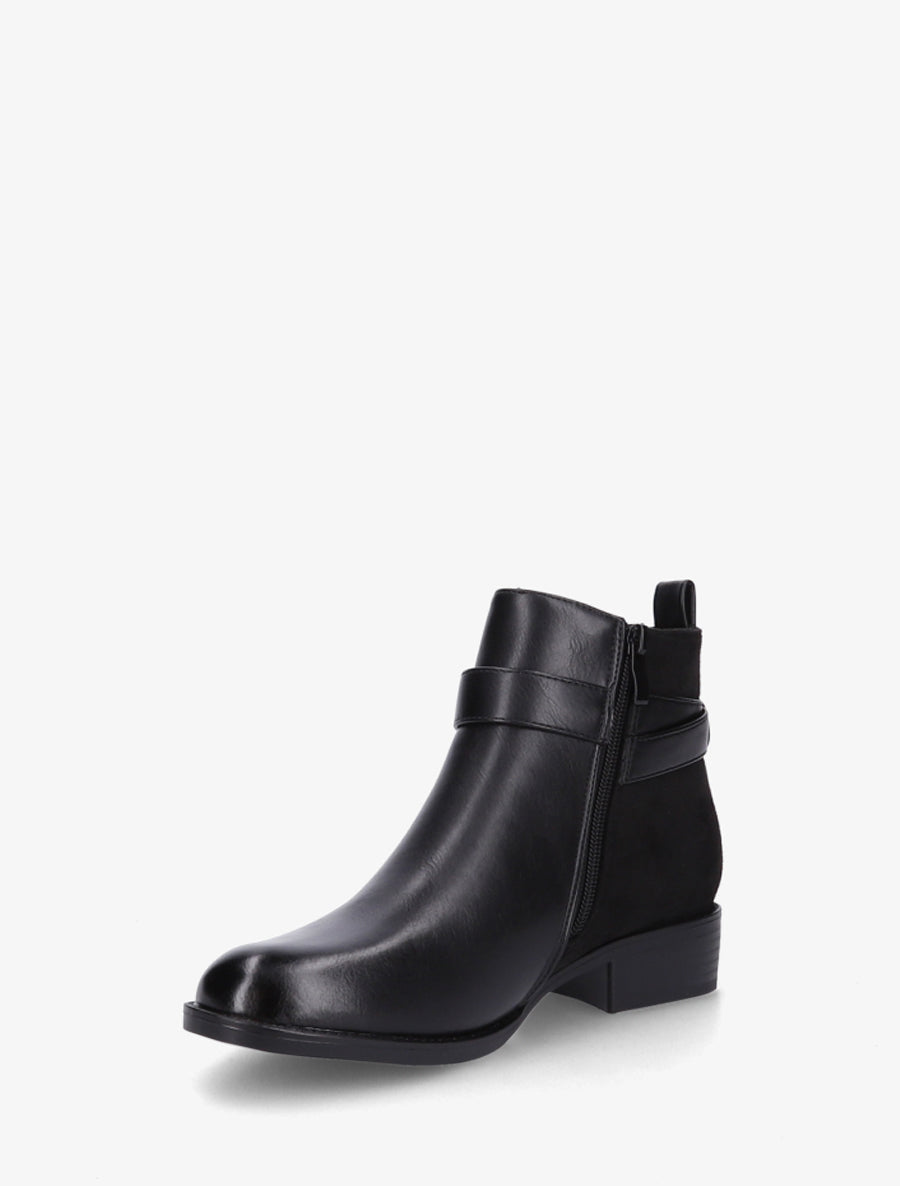 Bottines en simili à contrefort en suédine - Noir/or - 3