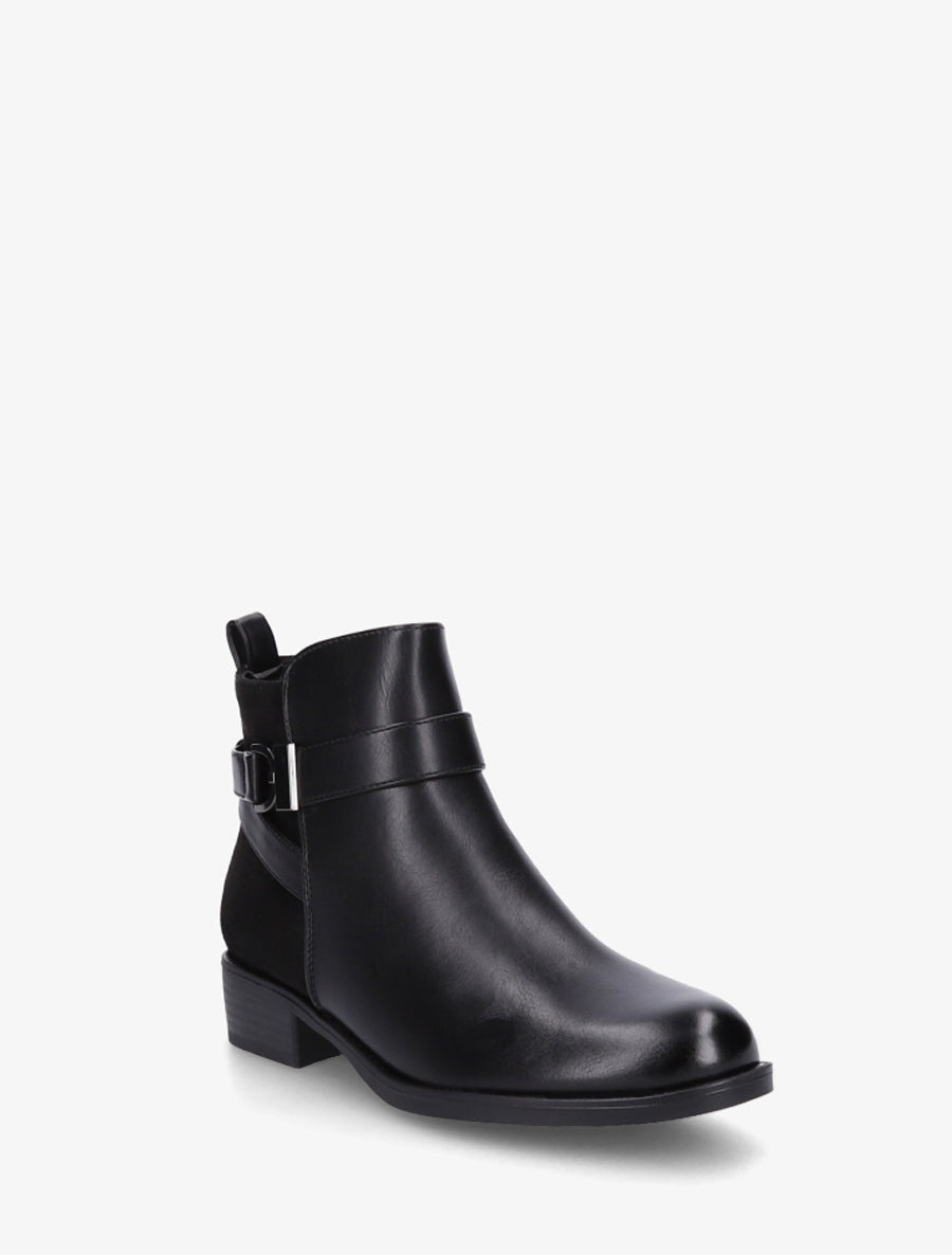 Bottines en simili à contrefort en suédine - Noir/argent - 2