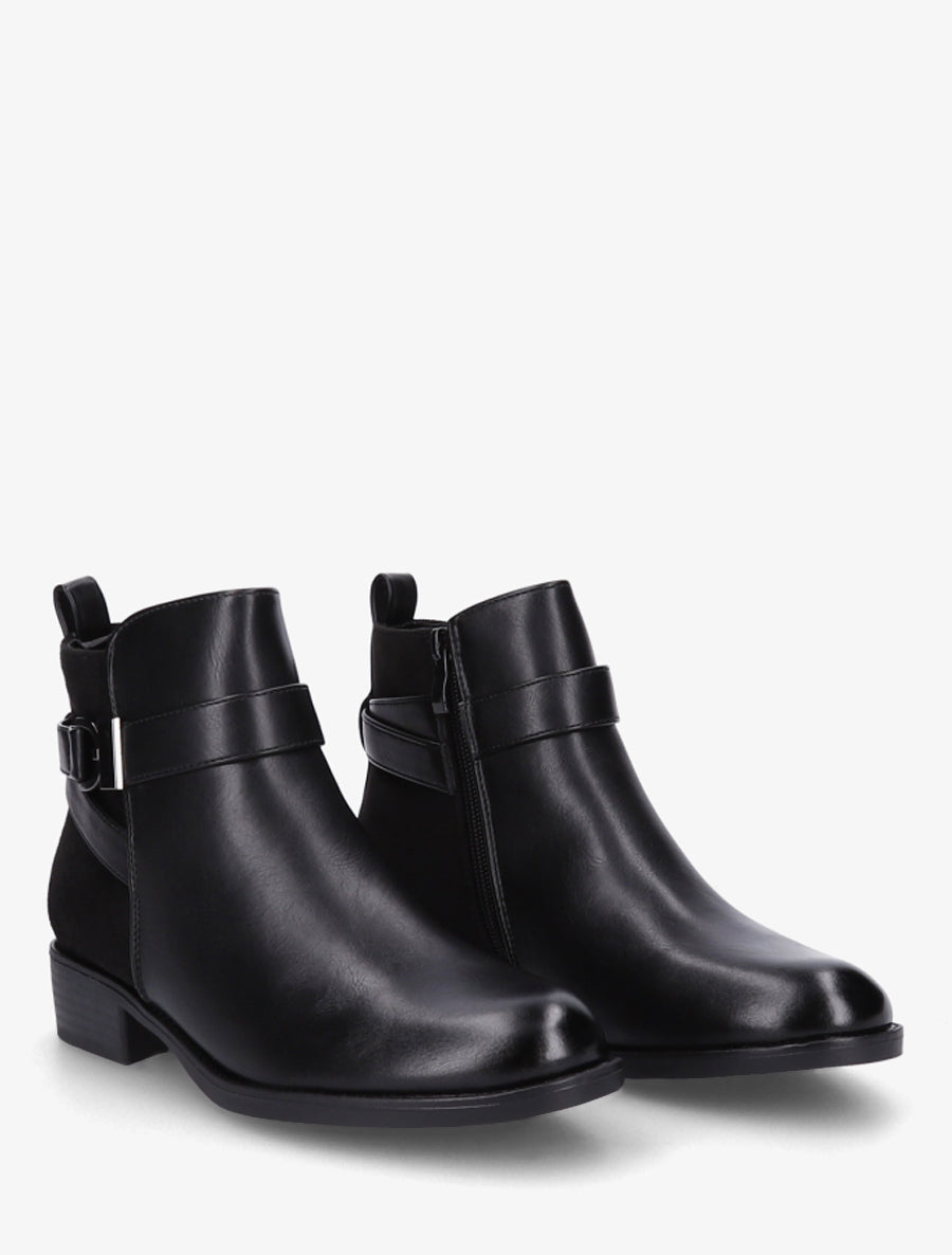 Bottines en simili à contrefort en suédine - Noir/argent - 4