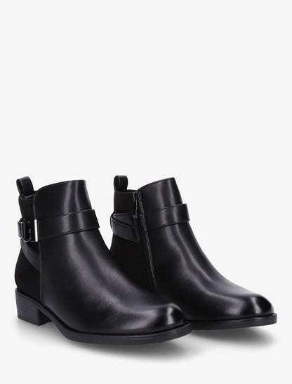 Bottines en simili à contrefort en suédine - Noir/argent - 4