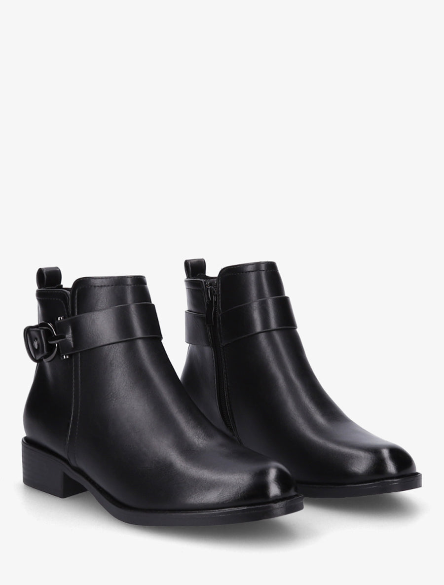 Bottines en simili à boucle métal fantaisie - Noir - 4