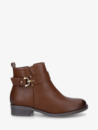 Bottines en simili à boucle métal fantaisie - Camel - 1