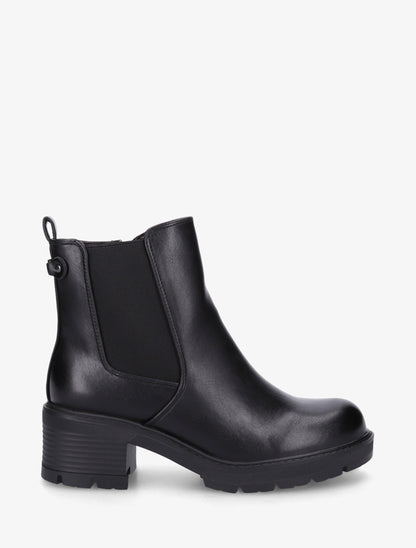 Bottines élastiquées en simili à semelle crantée - Noir - 1